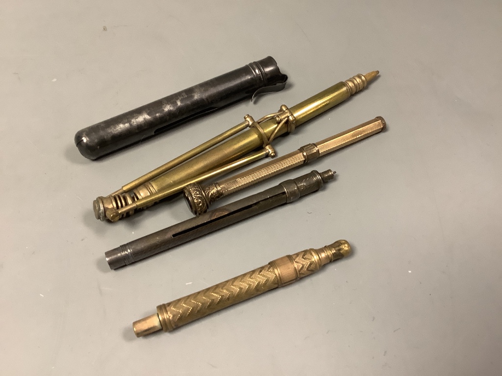 Five quill cutters and other writing equipment and nibs